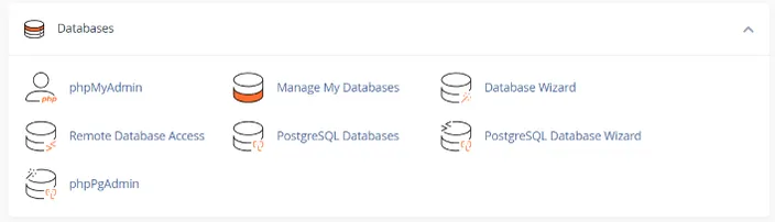 cPanel databases section