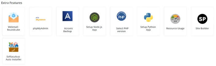DirectAdmin extra features section