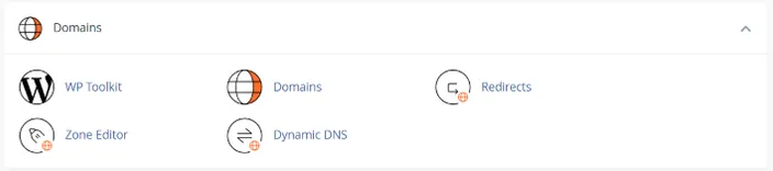 cPanel domain section