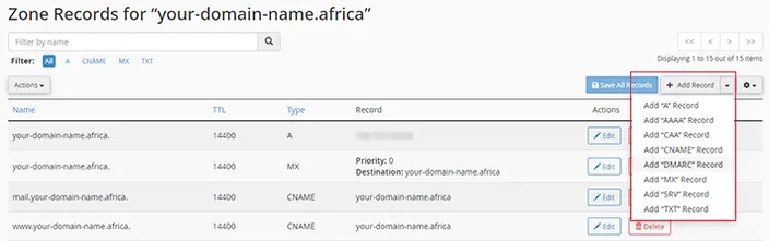 Add DMARC Record location
