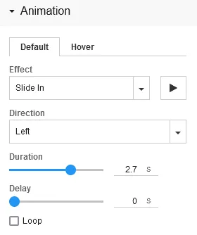 Animation settings in Website Builder