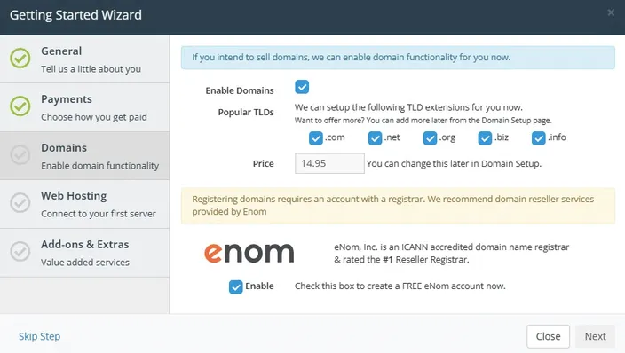 WHMCS domains
