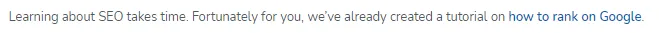 A sentence with a hyperlink included. The blue text denotes the hyperlink