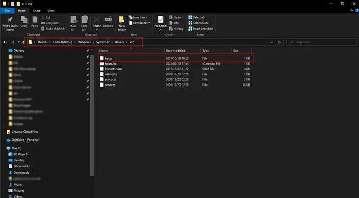 windows hosts file location