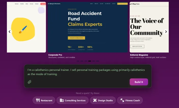 ha ai builder website prompt