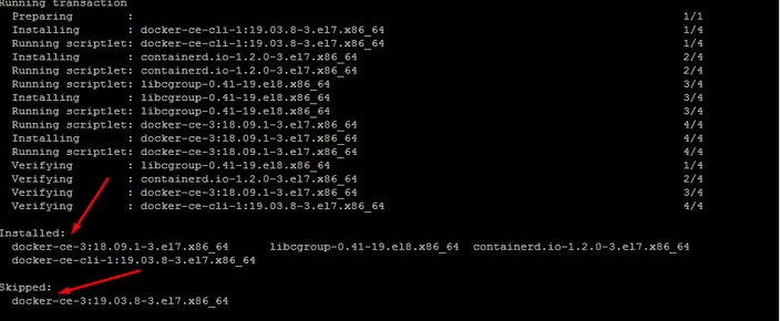terminal output