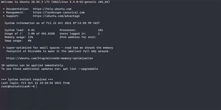 Ubuntu virtual machine from HostAfrica