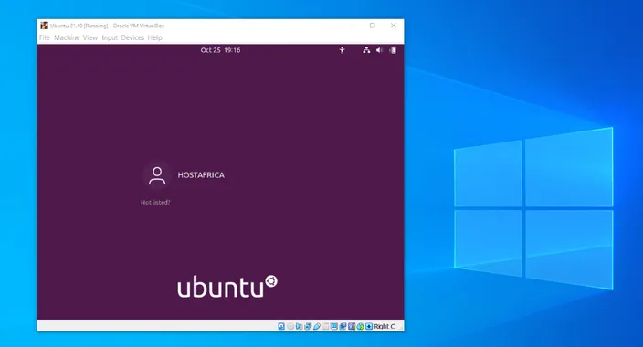 Ubuntu VM running on a Windows laptop