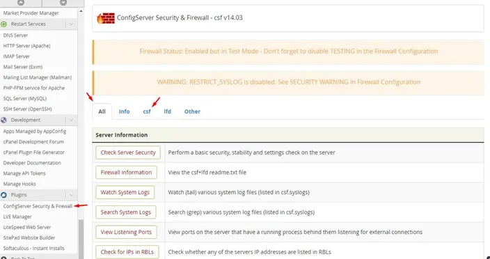 cofigserver screen