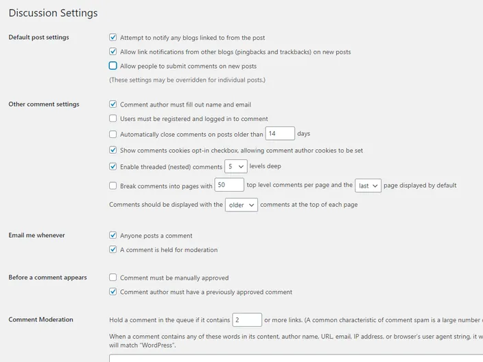 Settings that govern how people can interact with posts.