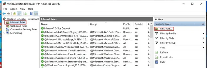 Avira new firewall rule