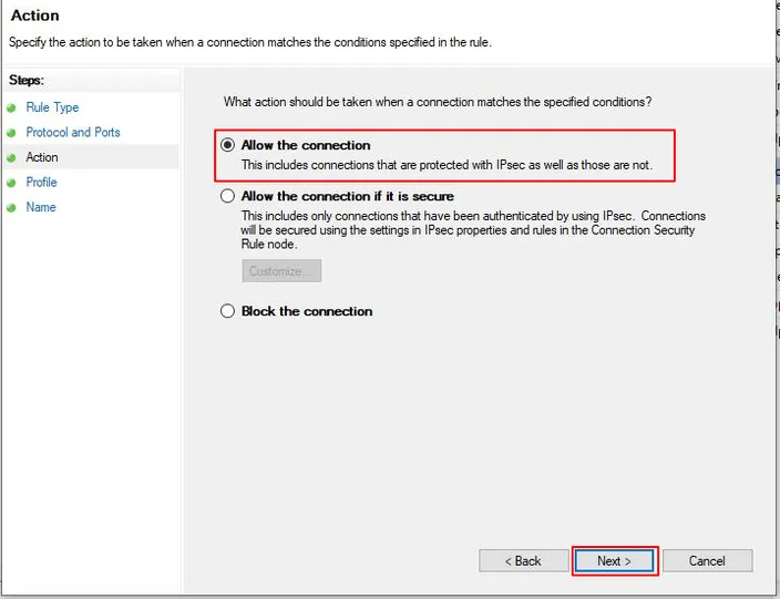 Avira firewall allow the connection