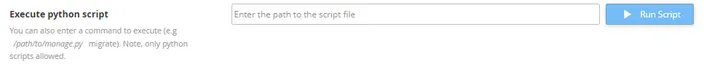 Execute python script field with the path box and the Run Script button