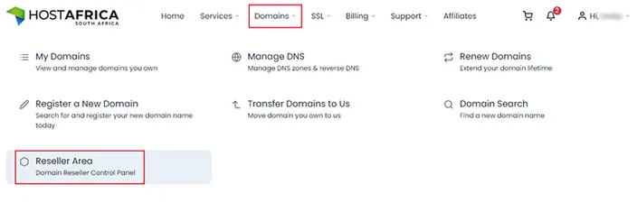 Domain Reseller Area Nav Location