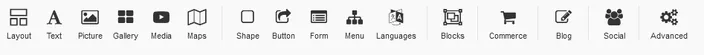 The list of elements on the Site Builder