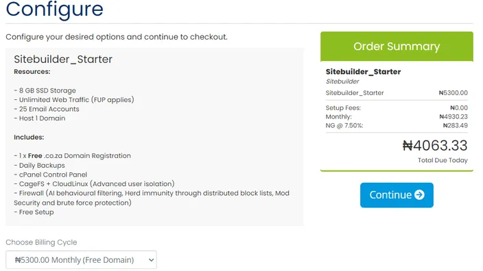 Image of the HostAfrica cart