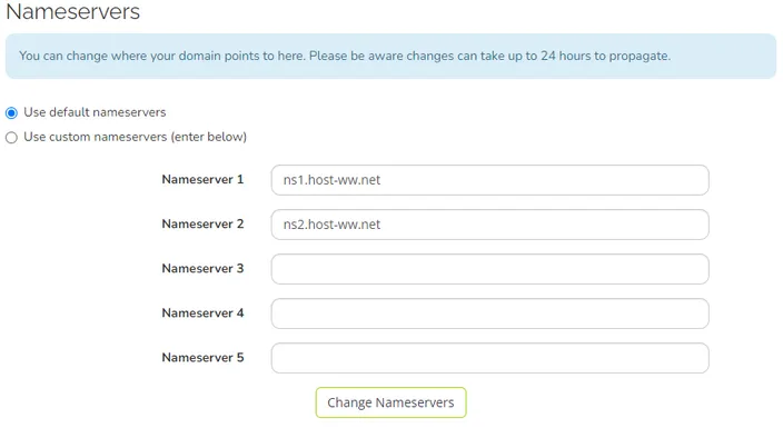 Nameserver navigation in WHMCS